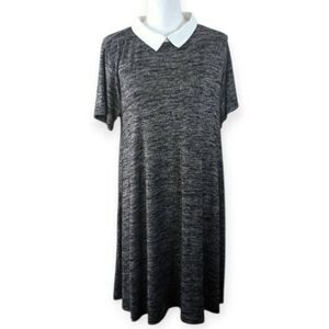 GRAY WHITE COLLAR MAXI DRESS SZ.M/L EUC SHORT SLEEVE